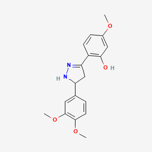 molecular formula C18H20N2O4 B2631647 2-(5-(3,4-二甲氧基苯基)-4,5-二氢-1H-吡唑-3-基)-5-甲氧基苯酚 CAS No. 404593-74-4