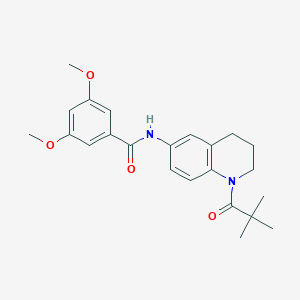 molecular formula C23H28N2O4 B263165 N-[1-(2,2-dimethylpropanoyl)-1,2,3,4-tetrahydroquinolin-6-yl]-3,5-dimethoxybenzamide 