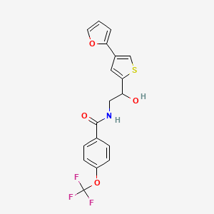 molecular formula C18H14F3NO4S B2631650 N-{2-[4-(furan-2-yl)thiophen-2-yl]-2-hydroxyethyl}-4-(trifluoromethoxy)benzamide CAS No. 2379986-17-9