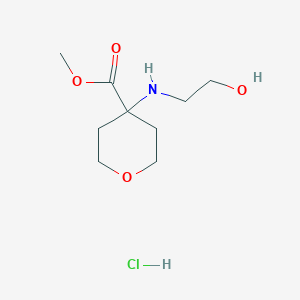 molecular formula C9H18ClNO4 B2631653 Methyl 4-[(2-hydroxyethyl)amino]oxane-4-carboxylate hydrochloride CAS No. 2137820-85-8
