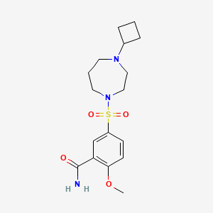 molecular formula C17H25N3O4S B2631661 5-((4-环丁基-1,4-二氮杂环戊烷-1-基)磺酰基)-2-甲氧基苯甲酰胺 CAS No. 2320504-24-1