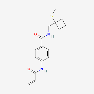 molecular formula C16H20N2O2S B2631669 N-[(1-Methylsulfanylcyclobutyl)methyl]-4-(prop-2-enoylamino)benzamide CAS No. 2361806-36-0