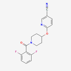 molecular formula C18H15F2N3O2 B2631676 6-((1-(2,6-Difluorobenzoyl)piperidin-4-yl)oxy)nicotinonitrile CAS No. 1428355-55-8