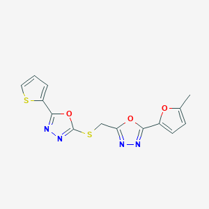 molecular formula C14H10N4O3S2 B263168 2-(5-Methylfuran-2-yl)-5-({[5-(thiophen-2-yl)-1,3,4-oxadiazol-2-yl]sulfanyl}methyl)-1,3,4-oxadiazole 