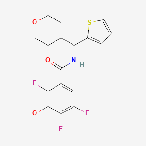 molecular formula C18H18F3NO3S B2631683 2,4,5-trifluoro-3-methoxy-N-((tetrahydro-2H-pyran-4-yl)(thiophen-2-yl)methyl)benzamide CAS No. 2309344-28-1