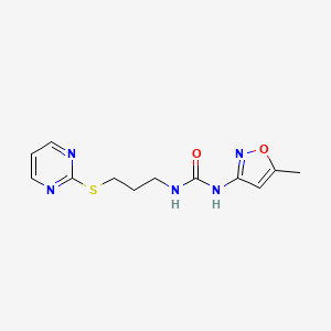 molecular formula C12H15N5O2S B2631684 1-(5-甲基异恶唑-3-基)-3-(3-(嘧啶-2-硫代)丙基)脲 CAS No. 900009-44-1