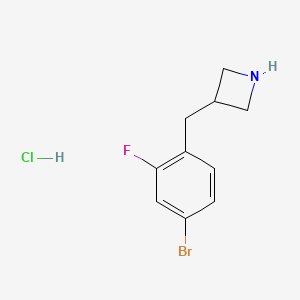 molecular formula C10H12BrClFN B2631695 3-[(4-Bromo-2-fluorophenyl)methyl]azetidine;hydrochloride CAS No. 2470438-20-9