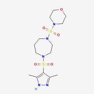 molecular formula C14H25N5O5S2 B2631699 4-((4-((3,5-dimethyl-1H-pyrazol-4-yl)sulfonyl)-1,4-diazepan-1-yl)sulfonyl)morpholine CAS No. 2034206-33-0