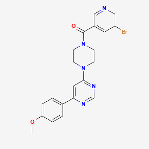 molecular formula C21H20BrN5O2 B2631706 (5-溴吡啶-3-基)(4-(6-(4-甲氧基苯基)嘧啶-4-基)哌嗪-1-基)甲苯酮 CAS No. 1351634-15-5