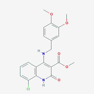 molecular formula C20H19ClN2O5 B2631709 Methyl 8-chloro-4-((3,4-dimethoxybenzyl)amino)-2-oxo-1,2-dihydroquinoline-3-carboxylate CAS No. 1251617-07-8