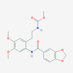 molecular formula C20H22N2O7 B263171 Methyl (2-{2-[(1,3-benzodioxol-5-ylcarbonyl)amino]-4,5-dimethoxyphenyl}ethyl)carbamate 
