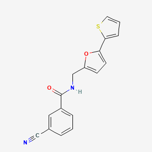 molecular formula C17H12N2O2S B2631712 3-cyano-N-((5-(thiophen-2-yl)furan-2-yl)methyl)benzamide CAS No. 2034254-00-5