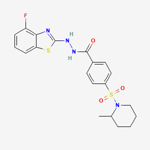molecular formula C20H21FN4O3S2 B2631718 N'-(4-fluorobenzo[d]thiazol-2-yl)-4-((2-methylpiperidin-1-yl)sulfonyl)benzohydrazide CAS No. 851978-93-3