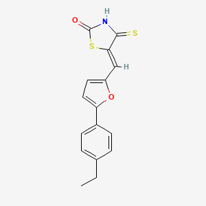 molecular formula C16H13NO2S2 B2631731 (Z)-5-((5-(4-ethylphenyl)furan-2-yl)methylene)-4-thioxothiazolidin-2-one CAS No. 890604-83-8