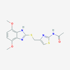 molecular formula C15H16N4O3S2 B263176 N-(4-{[(4,7-dimethoxy-1H-benzimidazol-2-yl)sulfanyl]methyl}-1,3-thiazol-2-yl)acetamide 