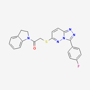 molecular formula C21H16FN5OS B2631764 2-((3-(4-Fluorophenyl)-[1,2,4]triazolo[4,3-b]pyridazin-6-yl)thio)-1-(indolin-1-yl)ethanone CAS No. 852373-73-0