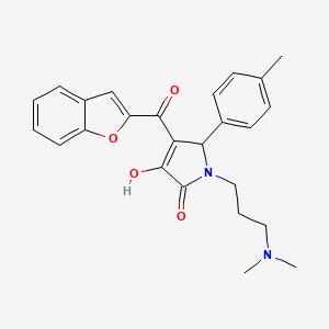 molecular formula C25H26N2O4 B2631765 4-(苯并呋喃-2-羰基)-1-(3-(二甲氨基)丙基)-3-羟基-5-(对甲苯基)-1H-吡咯-2(5H)-酮 CAS No. 618363-67-0