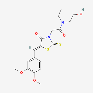 2-[(5Z)-5-[(3,4-dimethoxyphenyl)methylidene]-4-oxo-2-sulfanylidene-1,3-thiazolidin-3-yl]-N-ethyl-N-(2-hydroxyethyl)acetamide
