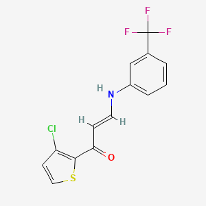 molecular formula C14H9ClF3NOS B2631771 1-(3-Chloro-2-thienyl)-3-(3-(trifluoromethyl)anilino)-2-propen-1-one CAS No. 339012-79-2