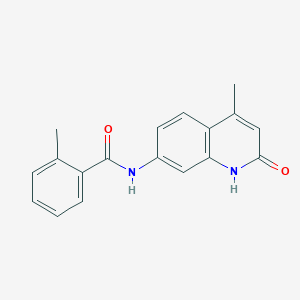 molecular formula C18H16N2O2 B2631776 2-methyl-N-(4-methyl-2-oxo-1H-quinolin-7-yl)benzamide CAS No. 1161124-40-8