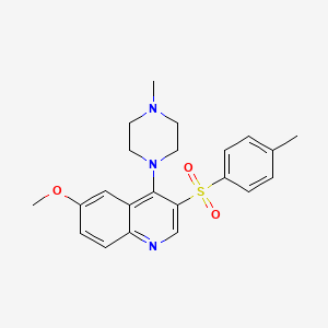 molecular formula C22H25N3O3S B2631778 6-Methoxy-3-(4-methylbenzenesulfonyl)-4-(4-methylpiperazin-1-yl)quinoline CAS No. 866848-42-2