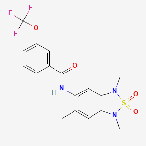 molecular formula C17H16F3N3O4S B2631798 3-(trifluoromethoxy)-N-(1,3,6-trimethyl-2,2-dioxido-1,3-dihydrobenzo[c][1,2,5]thiadiazol-5-yl)benzamide CAS No. 2034485-87-3