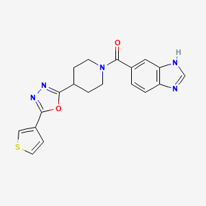 molecular formula C19H17N5O2S B2631805 (1H-benzo[d]imidazol-5-yl)(4-(5-(thiophen-3-yl)-1,3,4-oxadiazol-2-yl)piperidin-1-yl)methanone CAS No. 1448129-55-2