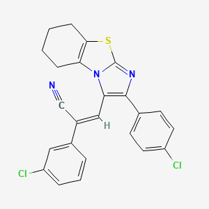 molecular formula C24H17Cl2N3S B2631817 (Z)-2-(3-chlorophenyl)-3-[2-(4-chlorophenyl)-5,6,7,8-tetrahydroimidazo[2,1-b][1,3]benzothiazol-1-yl]prop-2-enenitrile CAS No. 478041-86-0