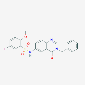 molecular formula C22H18FN3O4S B263183 N-(3-benzyl-4-oxo-3,4-dihydroquinazolin-6-yl)-5-fluoro-2-methoxybenzenesulfonamide 