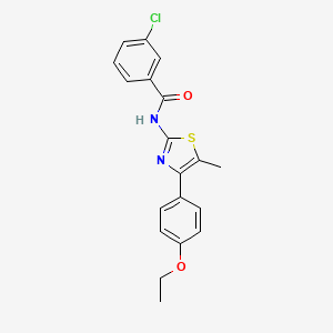 molecular formula C19H17ClN2O2S B2631830 3-chloro-N-[4-(4-ethoxyphenyl)-5-methyl-1,3-thiazol-2-yl]benzamide CAS No. 425650-92-6