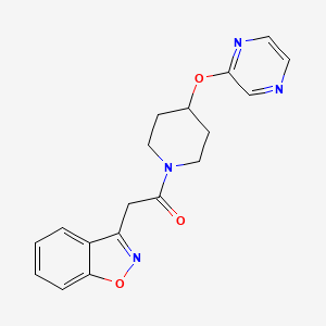molecular formula C18H18N4O3 B2631831 2-(Benzo[d]isoxazol-3-yl)-1-(4-(pyrazin-2-yloxy)piperidin-1-yl)ethanone CAS No. 1448126-10-0
