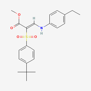 molecular formula C22H27NO4S B2631833 methyl (2Z)-2-[(4-tert-butylphenyl)sulfonyl]-3-[(4-ethylphenyl)amino]acrylate CAS No. 1327176-83-9