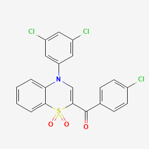 molecular formula C21H12Cl3NO3S B2631834 (4-氯苯基)[4-(3,5-二氯苯基)-1,1-二氧化-4H-1,4-苯并噻嗪-2-基]甲酮 CAS No. 1114654-01-1