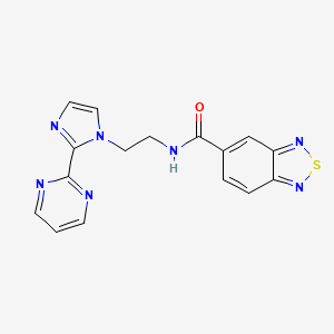 molecular formula C16H13N7OS B2631836 N-(2-(2-(嘧啶-2-基)-1H-咪唑-1-基)乙基)苯并[c][1,2,5]噻二唑-5-甲酰胺 CAS No. 1448126-01-9