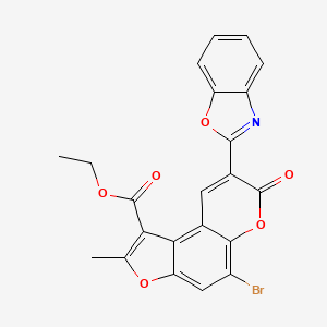 molecular formula C22H14BrNO6 B2631837 8-(1,3-苯并恶唑-2-基)-5-溴-2-甲基-7-氧代呋喃并[3,2-f]色烯-1-羧酸乙酯 CAS No. 780808-57-3