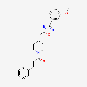 4-{[3-(3-Methoxyphenyl)-1,2,4-oxadiazol-5-yl]methyl}-1-(3-phenylpropanoyl)piperidine