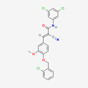molecular formula C24H17Cl3N2O3 B2631840 (E)-3-[4-[(2-chlorophenyl)methoxy]-3-methoxyphenyl]-2-cyano-N-(3,5-dichlorophenyl)prop-2-enamide CAS No. 380477-31-6