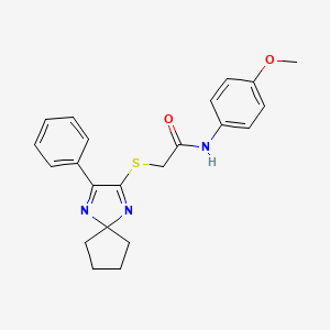 molecular formula C22H23N3O2S B2631864 N-(4-甲氧基苯基)-2-((3-苯基-1,4-二氮杂螺[4.4]壬-1,3-二烯-2-基)硫代)乙酰胺 CAS No. 899927-45-8