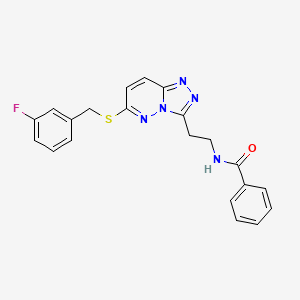 molecular formula C21H18FN5OS B2631867 N-(2-(6-((3-fluorobenzyl)thio)-[1,2,4]triazolo[4,3-b]pyridazin-3-yl)ethyl)benzamide CAS No. 872994-27-9