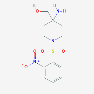 molecular formula C12H17N3O5S B2631868 [4-Amino-1-(2-nitrophenyl)sulfonylpiperidin-4-yl]methanol CAS No. 2138098-13-0