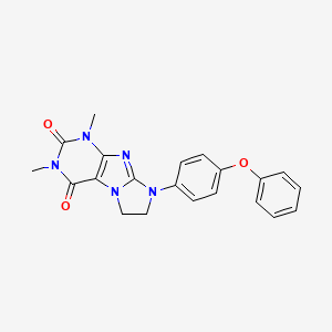 molecular formula C21H19N5O3 B2631869 1,3-dimethyl-8-(4-phenoxyphenyl)-7,8-dihydro-1H-imidazo[2,1-f]purine-2,4(3H,6H)-dione CAS No. 893954-23-9