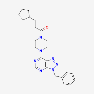 molecular formula C23H29N7O B2631873 1-(4-(3-benzyl-3H-[1,2,3]triazolo[4,5-d]pyrimidin-7-yl)piperazin-1-yl)-3-cyclopentylpropan-1-one CAS No. 920207-59-6