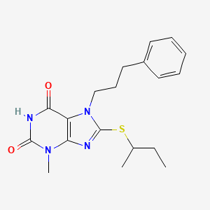 molecular formula C19H24N4O2S B2631881 8-(叔丁基硫)-3-甲基-7-(3-苯基丙基)-1H-嘌呤-2,6(3H,7H)-二酮 CAS No. 369604-02-4