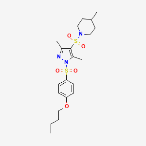 molecular formula C21H31N3O5S2 B2631883 1-{[1-(4-butoxybenzenesulfonyl)-3,5-dimethyl-1H-pyrazol-4-yl]sulfonyl}-4-methylpiperidine CAS No. 956978-01-1