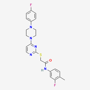 molecular formula C23H23F2N5OS B2631895 7-(4-chlorophenyl)-1-methyl-3-(2-methylbenzyl)pyrimido[4,5-d]pyrimidine-2,4(1H,3H)-dione CAS No. 1116037-13-8