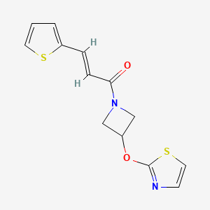 molecular formula C13H12N2O2S2 B2631911 (E)-1-(3-(thiazol-2-yloxy)azetidin-1-yl)-3-(thiophen-2-yl)prop-2-en-1-one CAS No. 1798406-30-0