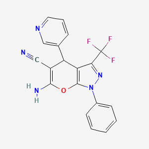 6-amino-1-phenyl-4-pyridin-3-yl-3-(trifluoromethyl)-4H-pyrano[2,3-c]pyrazole-5-carbonitrile