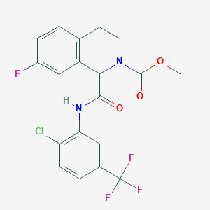 molecular formula C19H15ClF4N2O3 B2631926 methyl 1-((2-chloro-5-(trifluoromethyl)phenyl)carbamoyl)-7-fluoro-3,4-dihydroisoquinoline-2(1H)-carboxylate CAS No. 1396555-93-3