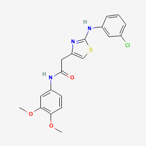 molecular formula C19H18ClN3O3S B2631937 2-(2-((3-chlorophenyl)amino)thiazol-4-yl)-N-(3,4-dimethoxyphenyl)acetamide CAS No. 1105217-76-2