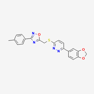 3-(1,3-Benzodioxol-5-yl)-6-({[3-(4-methylphenyl)-1,2,4-oxadiazol-5-yl]methyl}sulfanyl)pyridazine